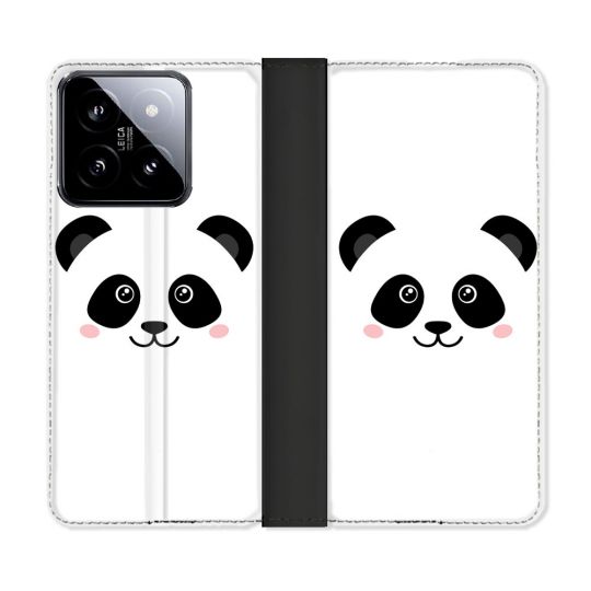 Housse cuir portefeuille Pour Xiaomi 14 Animal Panda Blanc
