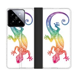 Housse cuir portefeuille Pour Xiaomi 14 Animal Salamandre Color