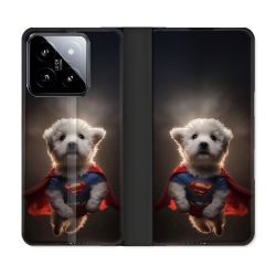 Housse cuir portefeuille Pour Xiaomi 14 Animal Super Chien