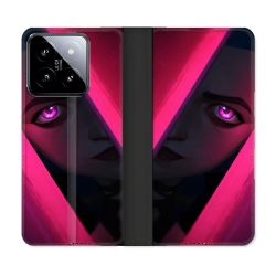 Housse cuir portefeuille Pour Xiaomi 14 Arcane Jinx Rose