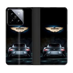 Housse cuir portefeuille Pour Xiaomi 14 Aston Martin