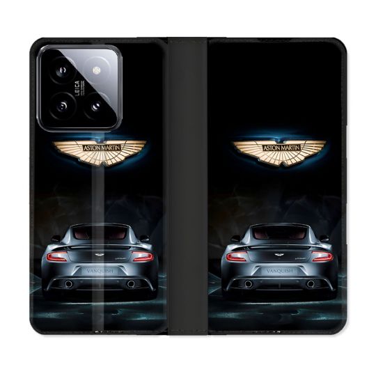 Housse cuir portefeuille Pour Xiaomi 14 Aston Martin