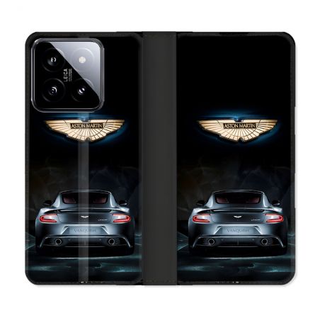 Housse cuir portefeuille Pour Xiaomi 14 Aston Martin