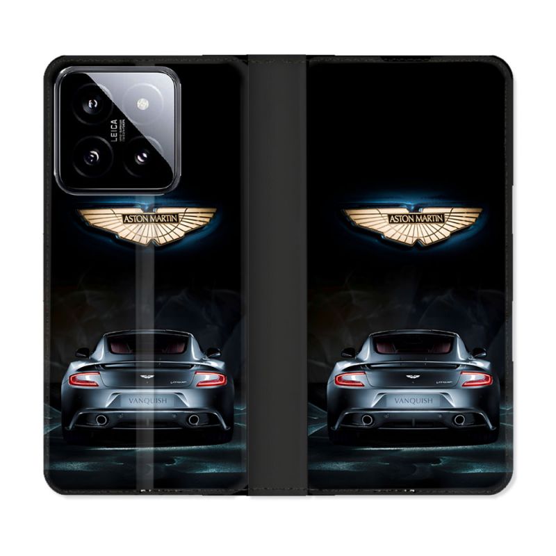 Housse cuir portefeuille Pour Xiaomi 14 Aston Martin