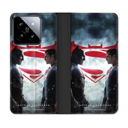 Housse cuir portefeuille Pour Xiaomi 14 Batman VS Superman