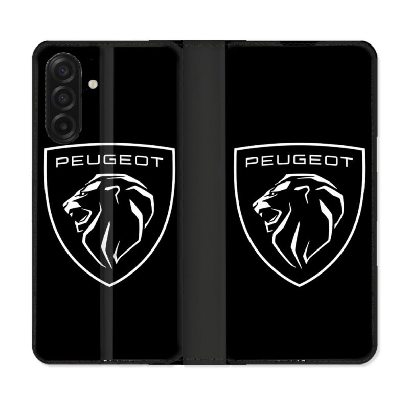 Housse cuir portefeuille Pour Samsung Galaxy A17 5G Peugeot