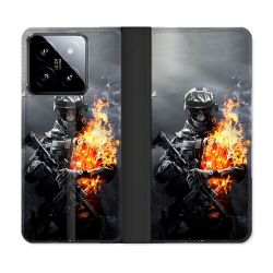 Housse cuir portefeuille Pour Xiaomi 14 Call Of Duty Squelette