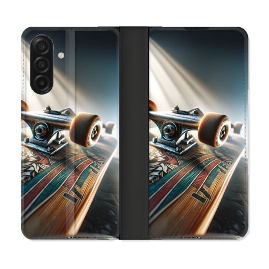 Housse cuir portefeuille Pour Samsung Galaxy A17 5G Planche Skate