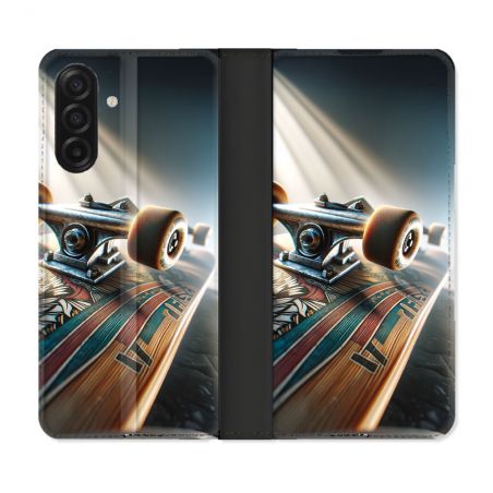 Housse cuir portefeuille Pour Samsung Galaxy A17 5G Planche Skate