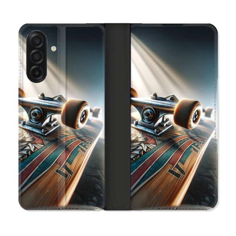 Housse cuir portefeuille Pour Samsung Galaxy A17 5G Planche Skate