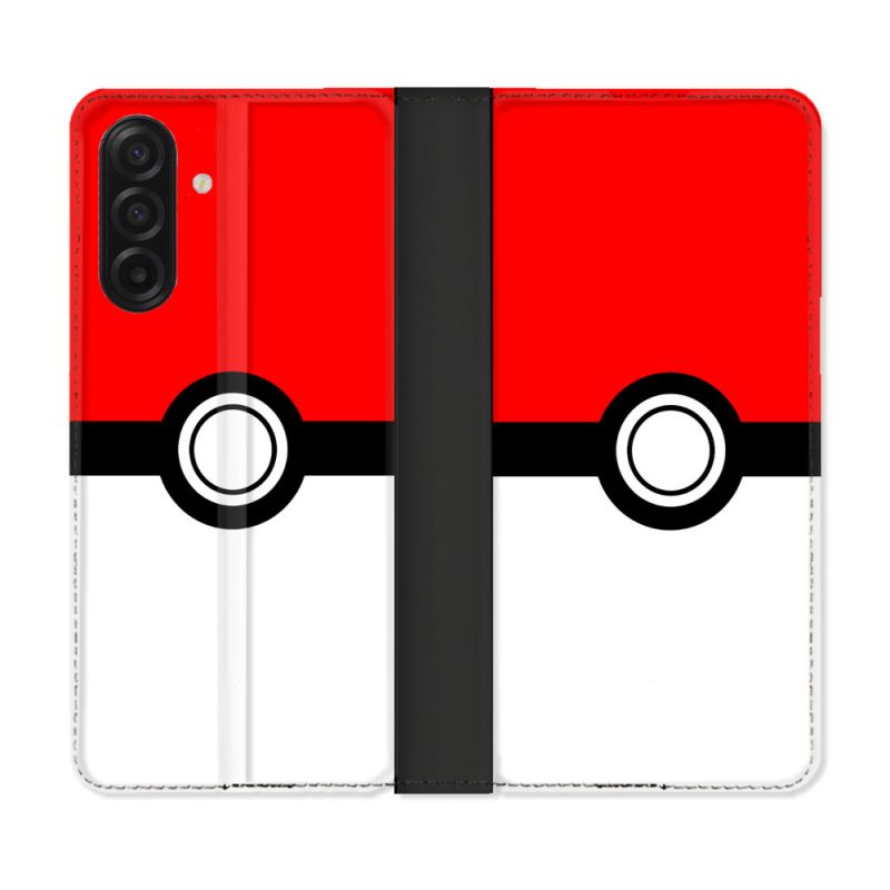 Housse cuir portefeuille Pour Samsung Galaxy A17 5G Pokemon Pokeball