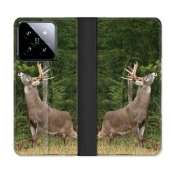 Housse cuir portefeuille Pour Xiaomi 14 Chasse Cerf