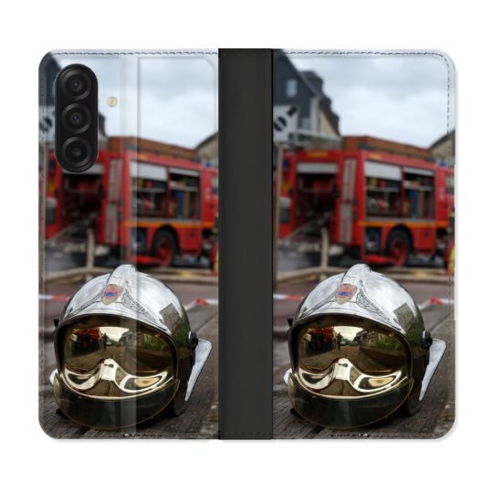 Housse cuir portefeuille Pour Samsung Galaxy A17 5G Pompier Casque Camion