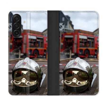Housse cuir portefeuille Pour Samsung Galaxy A17 5G Pompier Casque Camion