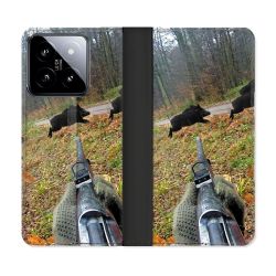 Housse cuir portefeuille Pour Xiaomi 14 Chasse Vision Tir