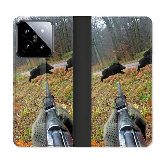 Housse cuir portefeuille Pour Xiaomi 14 Chasse Vision Tir