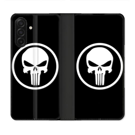 Housse cuir portefeuille Pour Samsung Galaxy A17 5G Punisher