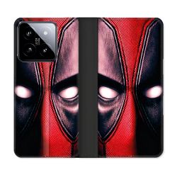 Housse cuir portefeuille Pour Xiaomi 14 Deadpool Yeux