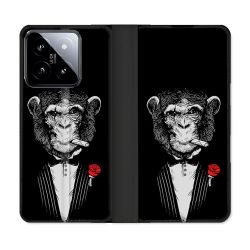 Housse cuir portefeuille Pour Xiaomi 14 Decale Singe Mafia