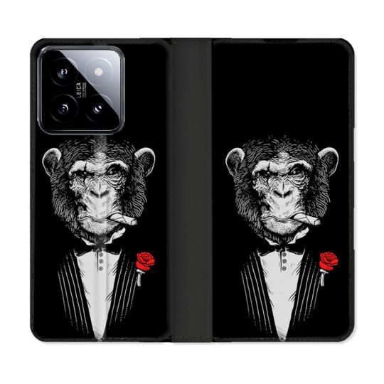 Housse cuir portefeuille Pour Xiaomi 14 Decale Singe Mafia