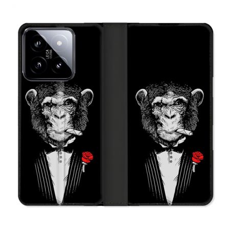 Housse cuir portefeuille Pour Xiaomi 14 Decale Singe Mafia