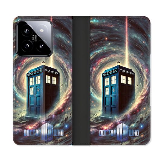 Housse cuir portefeuille Pour Xiaomi 14 Dr Who Tardis Univers