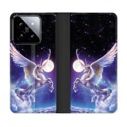 Housse cuir portefeuille Pour Xiaomi 14 Fantastique Licorne Céleste