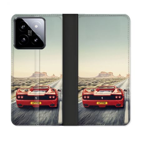 Housse cuir portefeuille Pour Xiaomi 14 Ferrari F50