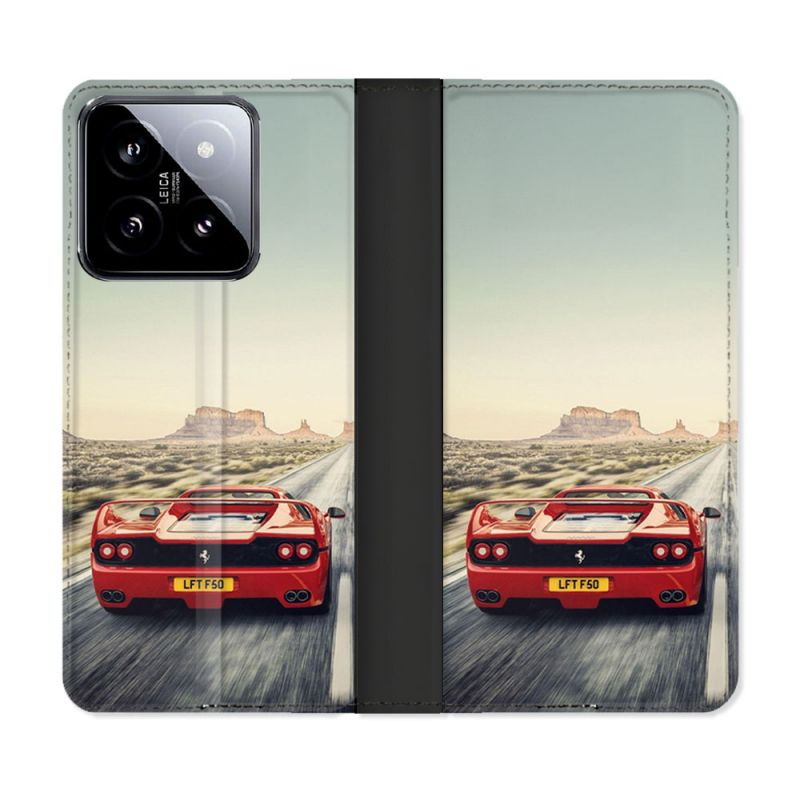 Housse cuir portefeuille Pour Xiaomi 14 Ferrari F50