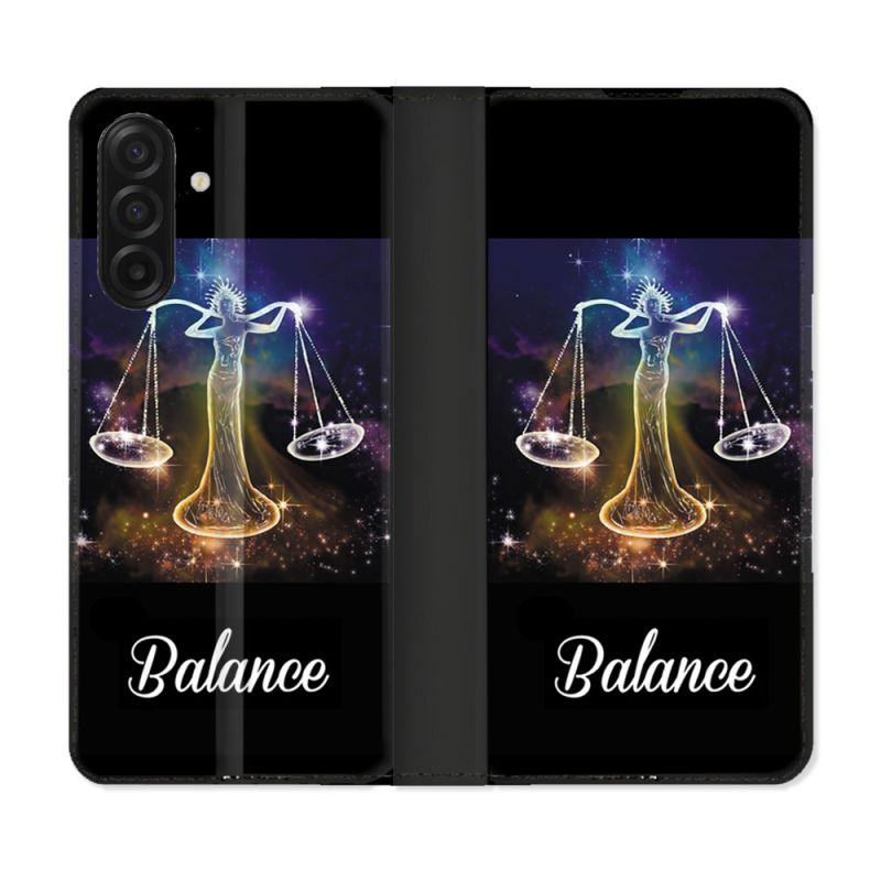 Housse cuir portefeuille Pour Samsung Galaxy A17 5G Signe Zodiaque 2 Balance