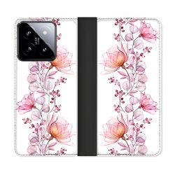 Housse cuir portefeuille Pour Xiaomi 14 Fleur Eclosion