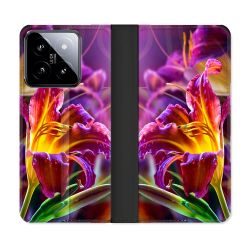 Housse cuir portefeuille Pour Xiaomi 14 Fleur Lys Color