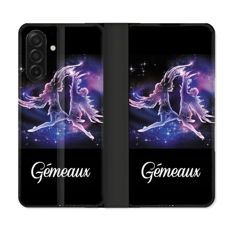 Housse cuir portefeuille Pour Samsung Galaxy A17 5G Signe Zodiaque 2 Gémeaux