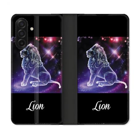 Housse cuir portefeuille Pour Samsung Galaxy A17 5G Signe Zodiaque 2 Lion