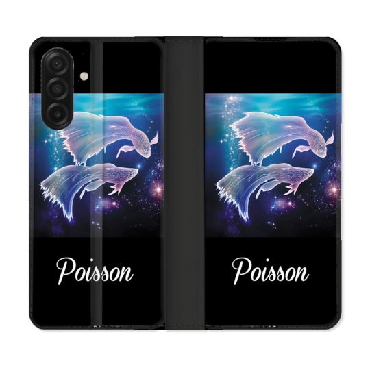 Housse cuir portefeuille Pour Samsung Galaxy A17 5G Signe Zodiaque 2 Poisson