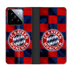 Housse cuir portefeuille Pour Xiaomi 14 Foot Bayern Munich Carreaux