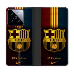 Housse cuir portefeuille Pour Xiaomi 14 Foot FC Barcelone Vintage