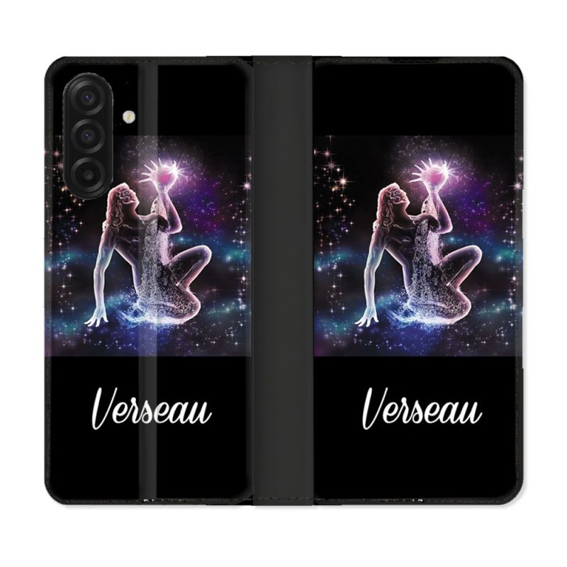 Housse cuir portefeuille Pour Samsung Galaxy A17 5G Signe Zodiaque 2 Verseau