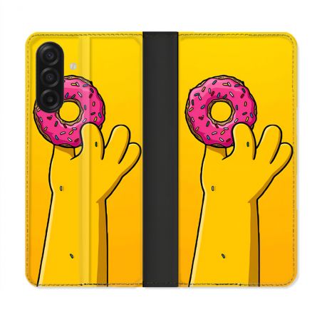 Housse cuir portefeuille Pour Samsung Galaxy A17 5G Simpson Donuts