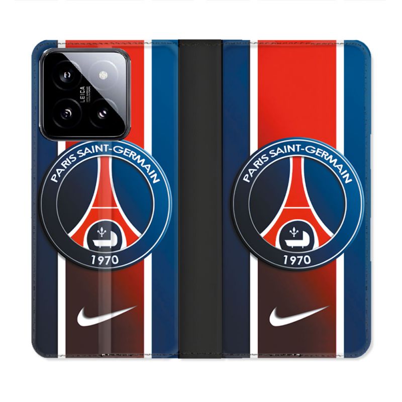 Housse cuir portefeuille Pour Xiaomi 14 Foot PSG 1970