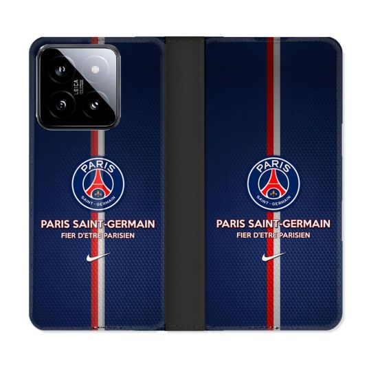 Housse cuir portefeuille Pour Xiaomi 14 Foot PSG Fier
