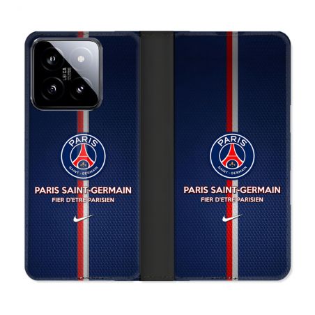 Housse cuir portefeuille Pour Xiaomi 14 Foot PSG Fier