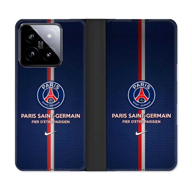 Housse cuir portefeuille Pour Xiaomi 14 Foot PSG Fier