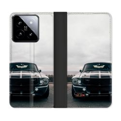 Housse cuir portefeuille Pour Xiaomi 14 Ford Mustang GT500 Vintage