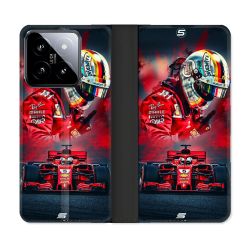 Housse cuir portefeuille Pour Xiaomi 14 Formule 1 F1 Ferrari