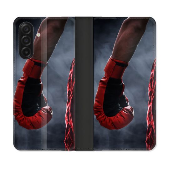 Housse cuir portefeuille Pour Samsung Galaxy A17 5G Sport Boxe Gant Rouge