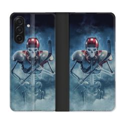 Housse cuir portefeuille Pour Samsung Galaxy A17 5G Sport Hockey Squelette