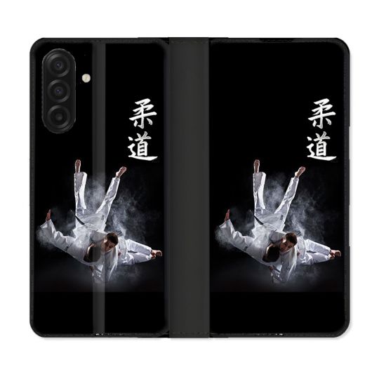 Housse cuir portefeuille Pour Samsung Galaxy A17 5G Sport Judo Noir