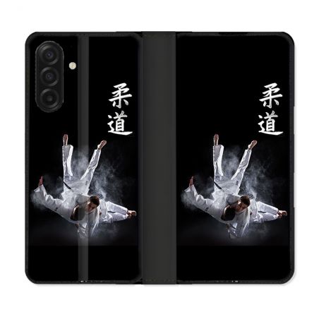 Housse cuir portefeuille Pour Samsung Galaxy A17 5G Sport Judo Noir