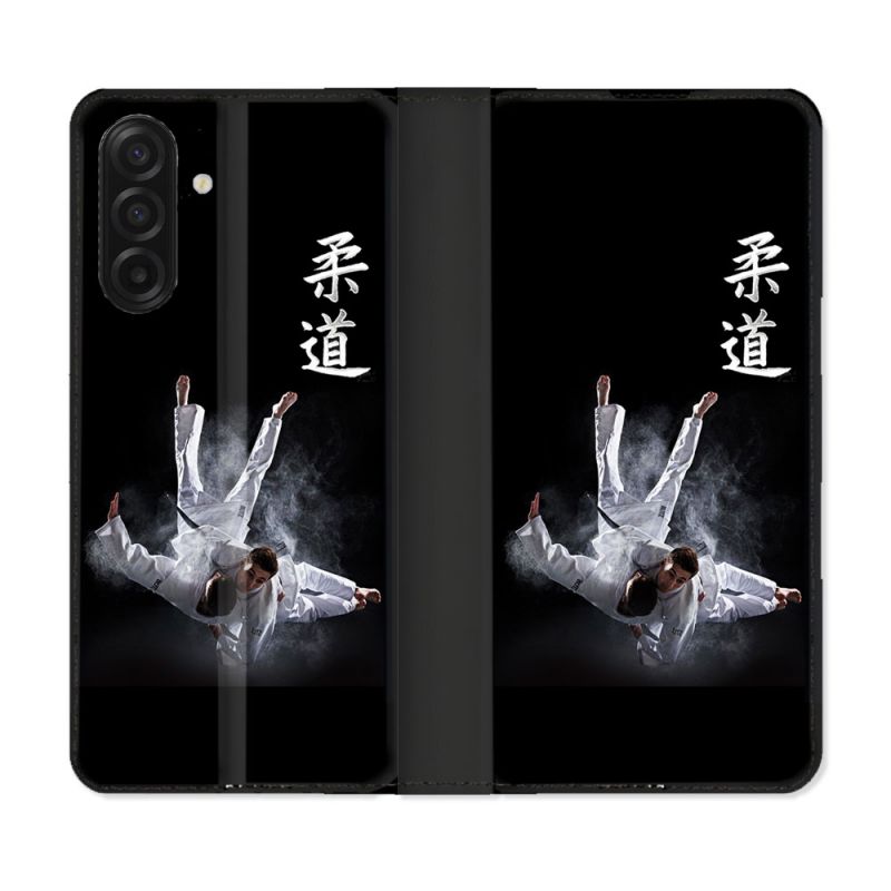 Housse cuir portefeuille Pour Samsung Galaxy A17 5G Sport Judo Noir